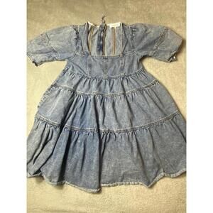 Jacquie the Label Denim Dress Women's Juniors Sz Small Tiered Mini Anthropolgie